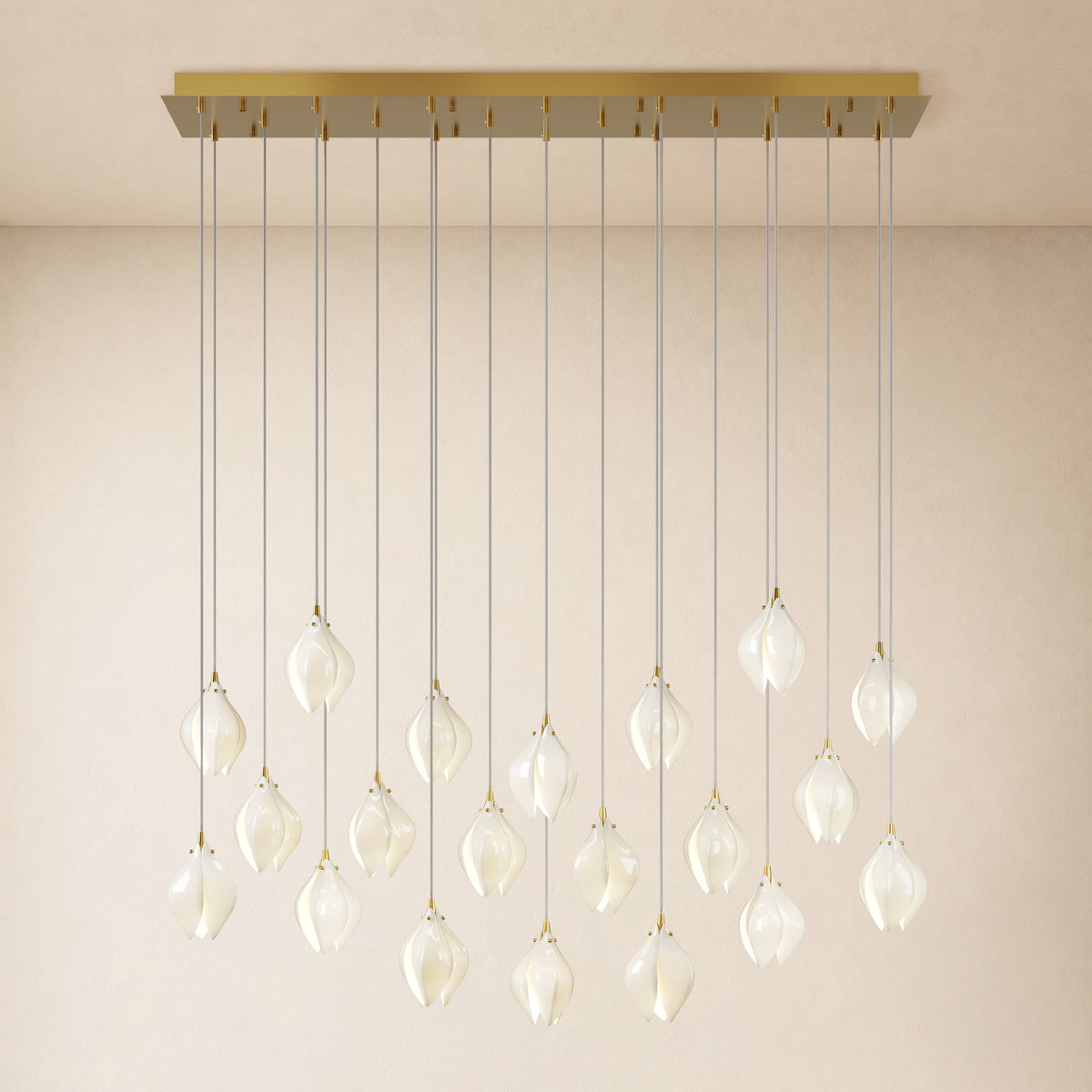 Veylune Ceramic Flower Cluster Rectangular Chandelier 19.7"-60"W 