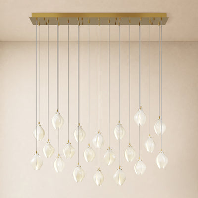 Veylune Ceramic Flower Cluster Rectangular Chandelier 19.7"-60"W 