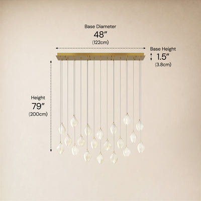 Veylune Ceramic Flower Cluster Rectangular Chandelier 19.7"-60"W 