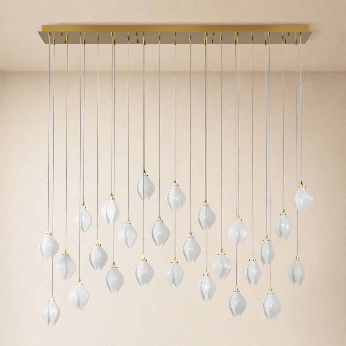 Veylune Ceramic Flower Cluster Rectangular Chandelier 19.7"-60"W 