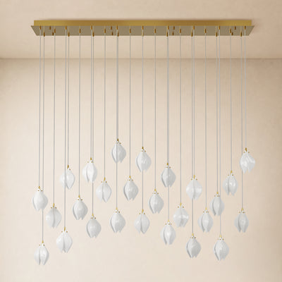 Veylune Ceramic Flower Cluster Rectangular Chandelier 19.7"-60"W 
