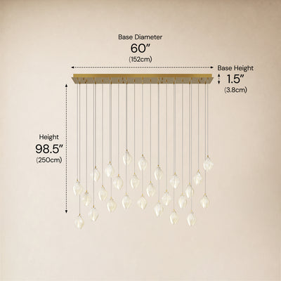 Veylune Ceramic Flower Cluster Rectangular Chandelier 19.7"-60"W 
