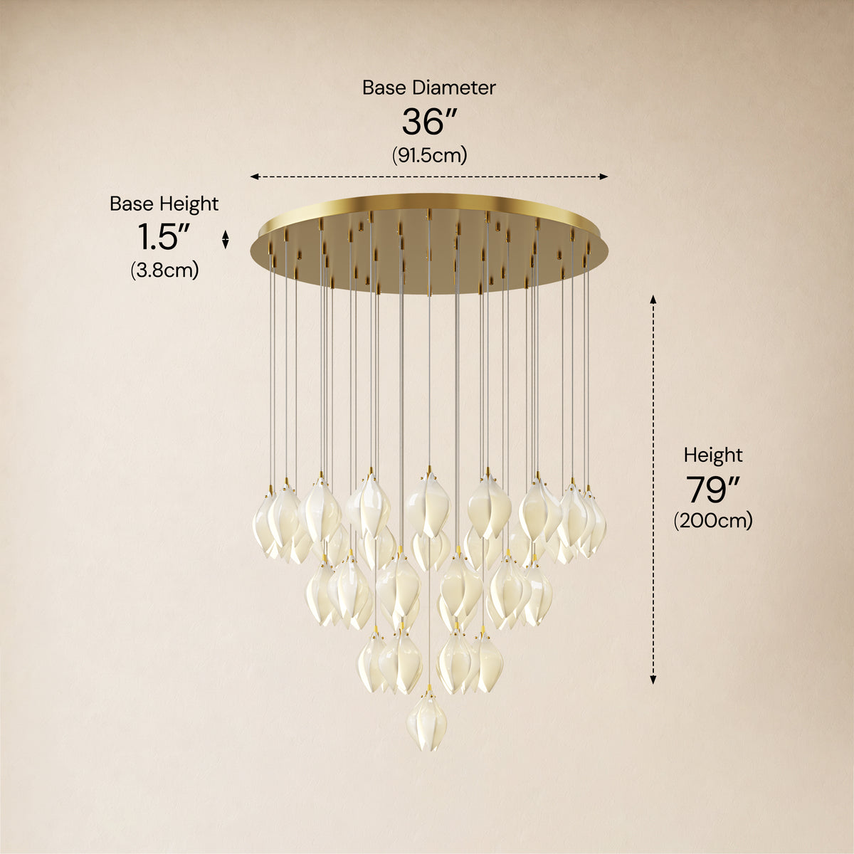 Veylune Ceramic Flower Cluster Chandelier 8"-48"D 
