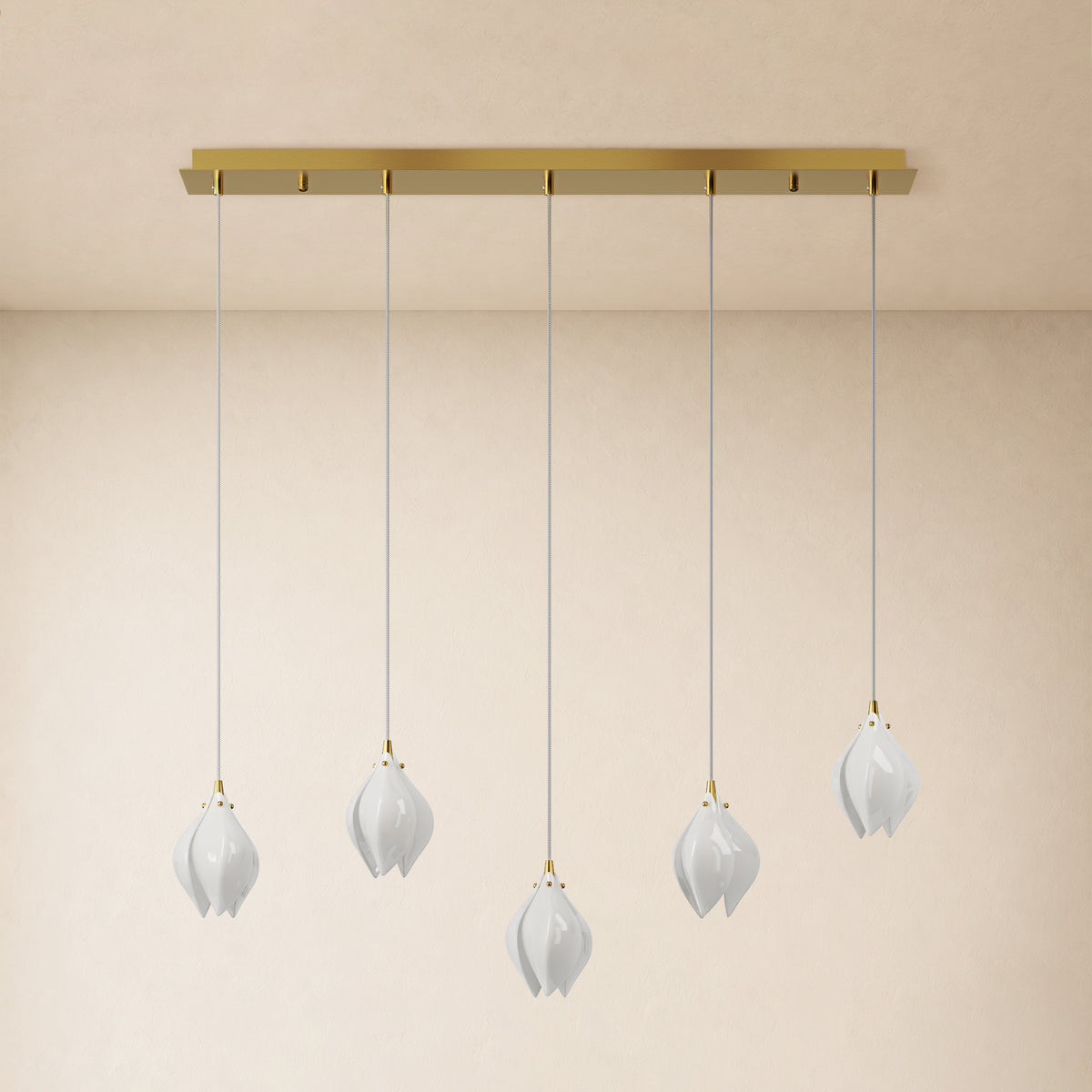 Veylune Ceramic Flower Cluster Rectangular Chandelier 19.7"-60"W 