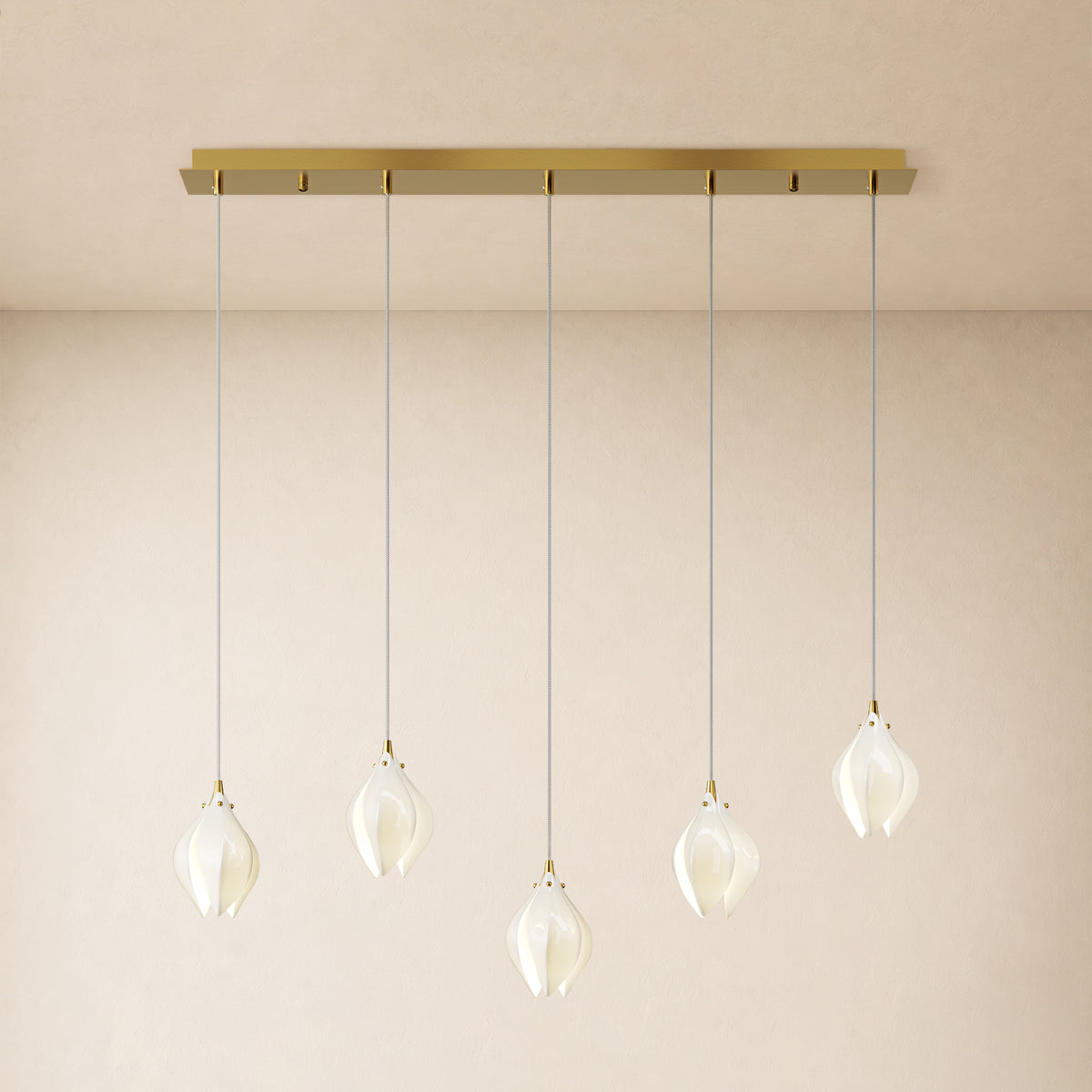 Veylune Ceramic Flower Cluster Rectangular Chandelier 19.7"-60"W 