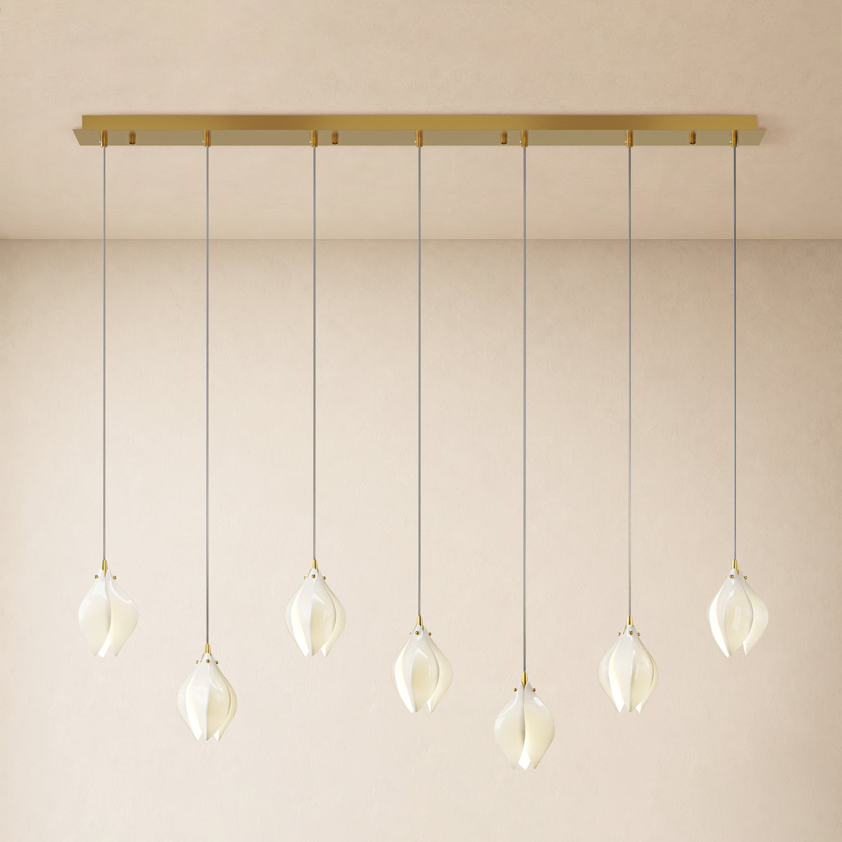 Veylune Ceramic Flower Cluster Rectangular Chandelier 19.7"-60"W 