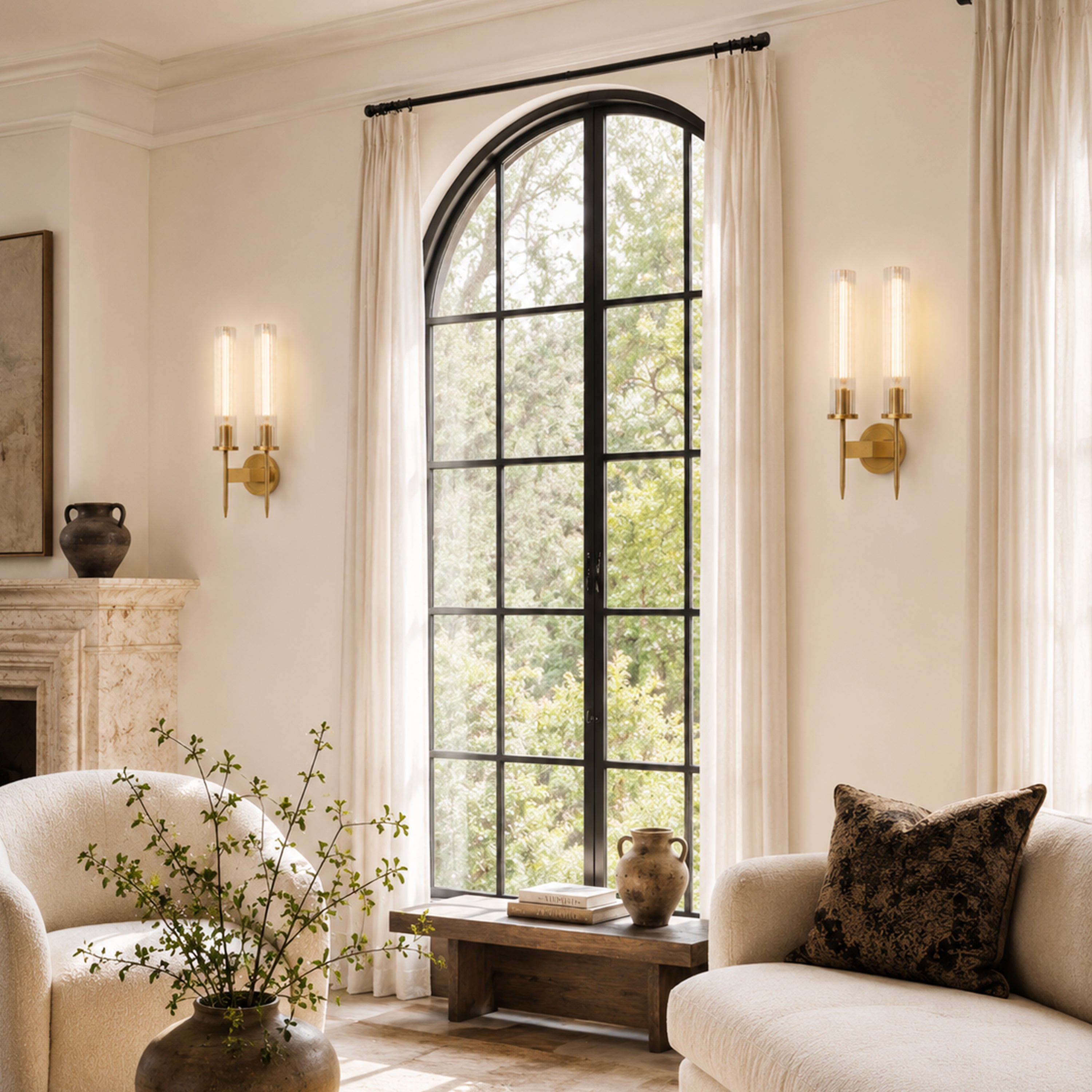 Bellmere 2 Lights Glass Wall Sconce