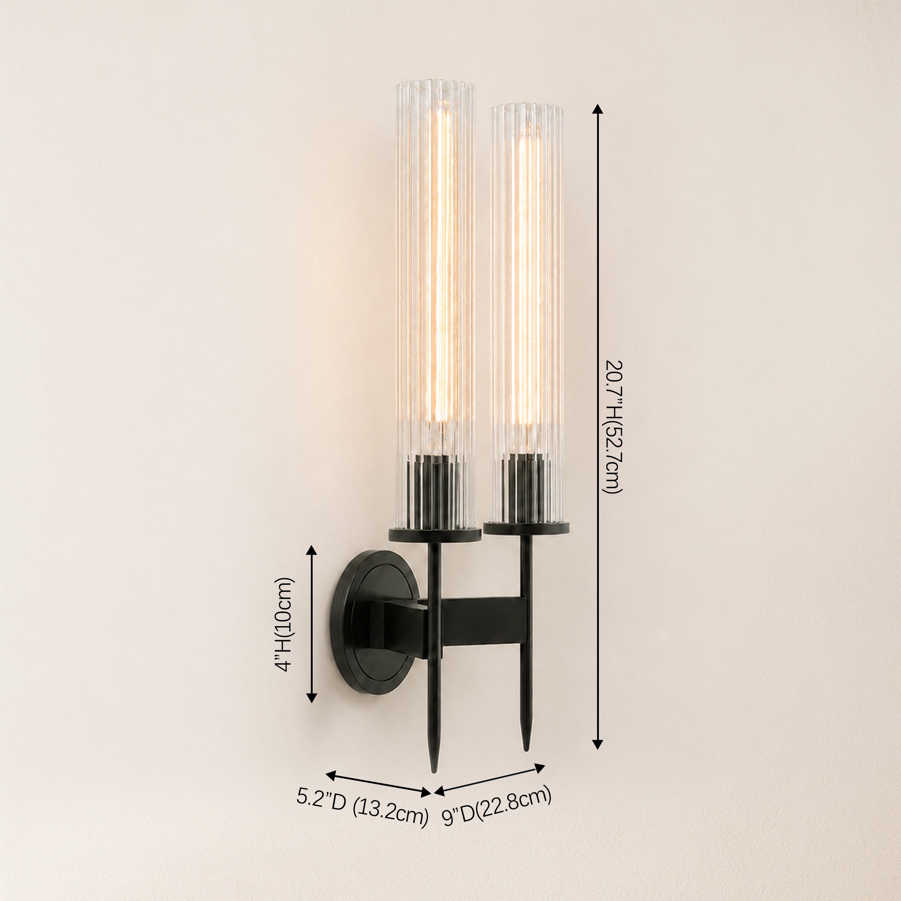 Bellmere 2 Lights Glass Wall Sconce