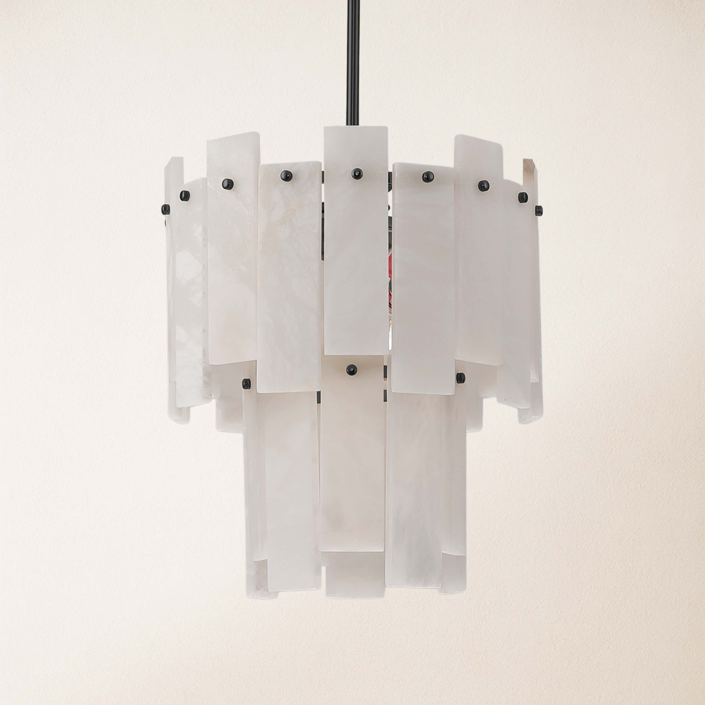 Nivislight Alabaster 2-Tier Round Pendant 13"