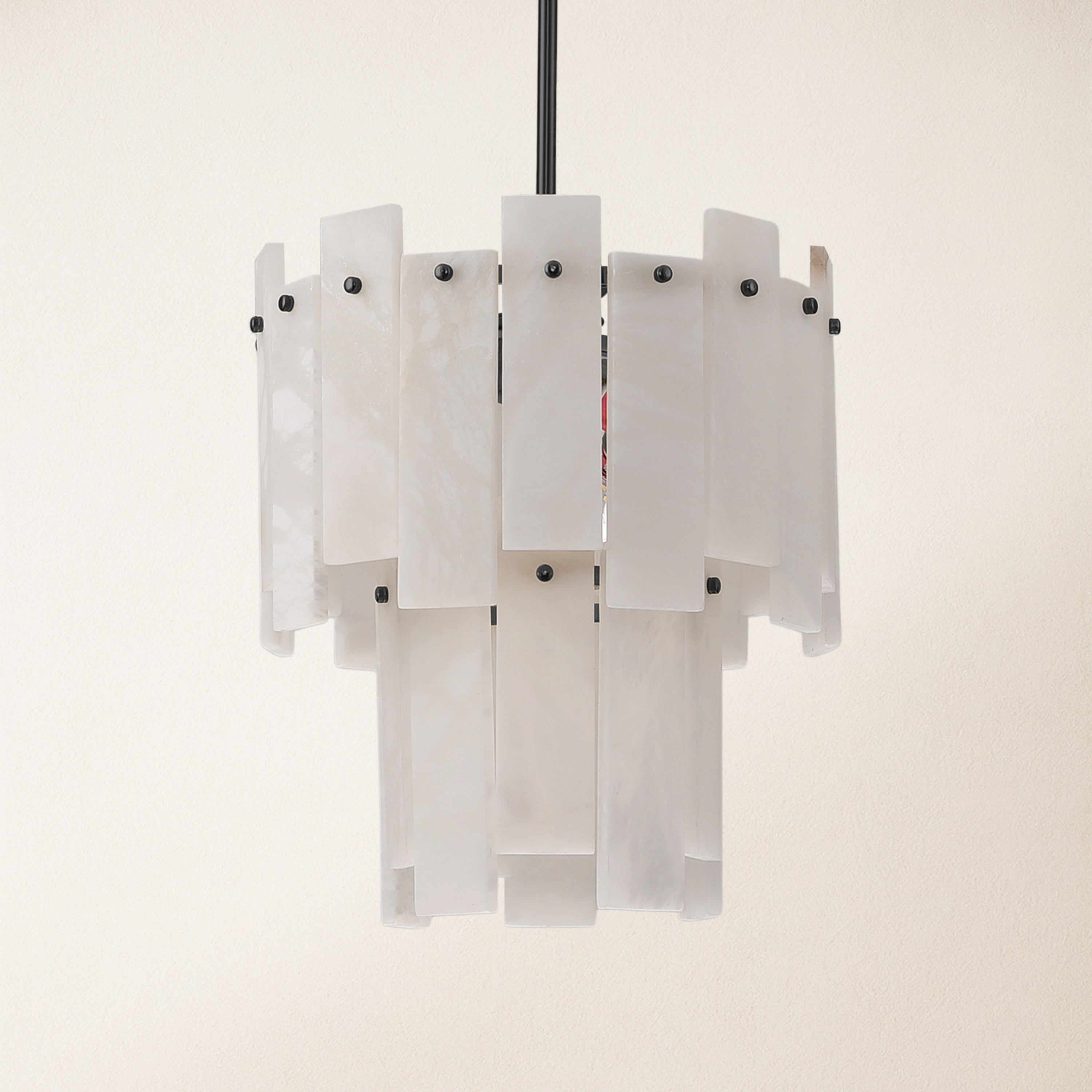 Nivislight Alabaster 2-Tier Round Chandelier 33cm