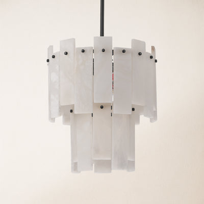 Nivislight Alabaster 2-Tier Round Pendant 13"