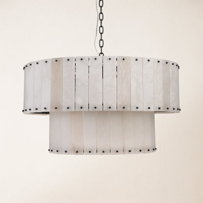 Nivislight Alabaster 2-Tier Round Chandelier 81cm