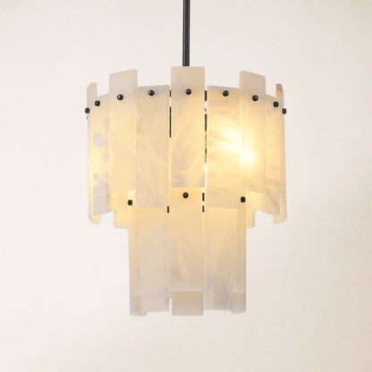 Nivislight Alabaster 2-Tier Round Chandelier 33cm
