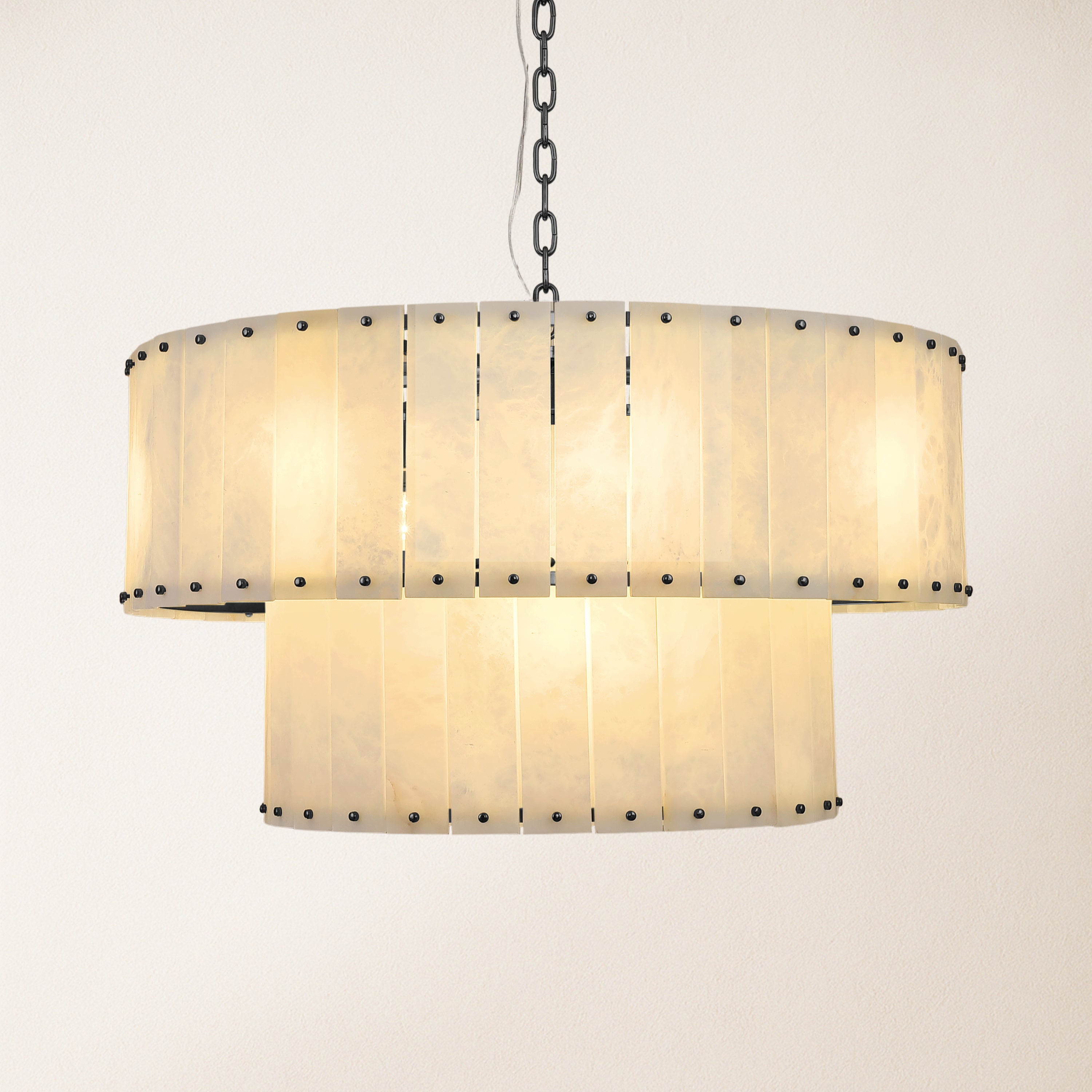 Nivislight Alabaster 2-Tier Round Chandelier 81cm