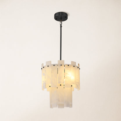 Nivislight Alabaster 2-Tier Round Chandelier 33cm