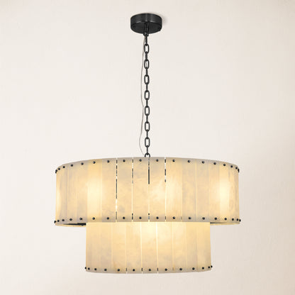 Nivislight Alabaster 2-Tier Round Chandelier 81cm