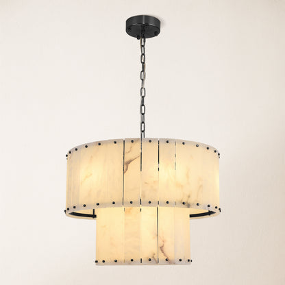 Nivislight Alabaster 2-Tier Round Chandelier 61cm