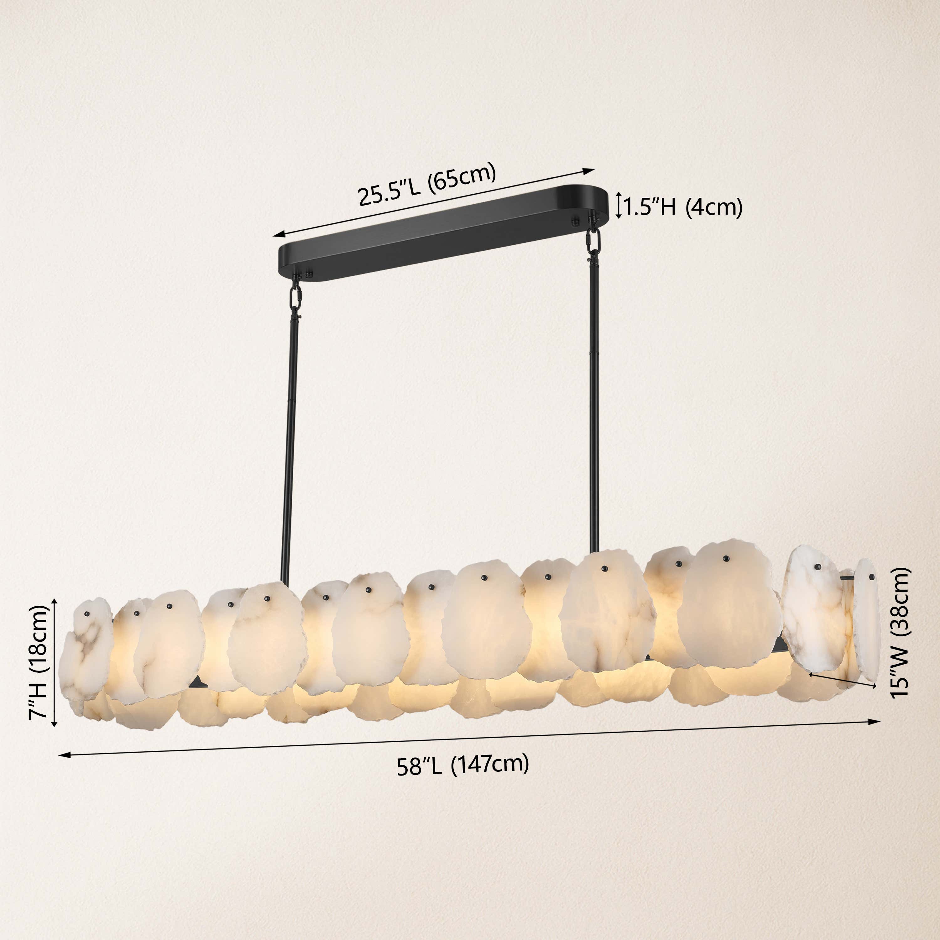 Moira Alabaster Oval Chandelier 147cm W