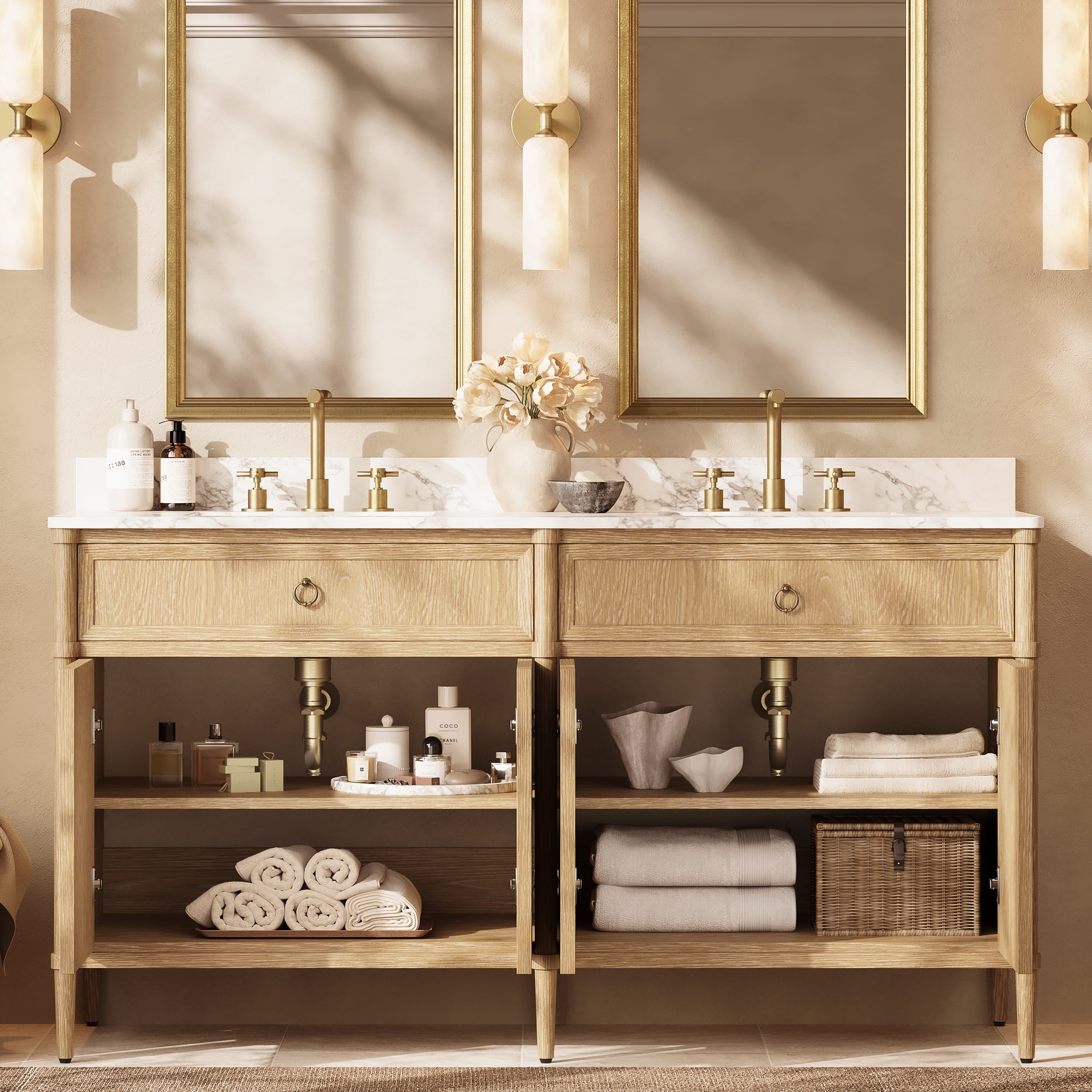 Maison Double Bathroom Vanity 63"W