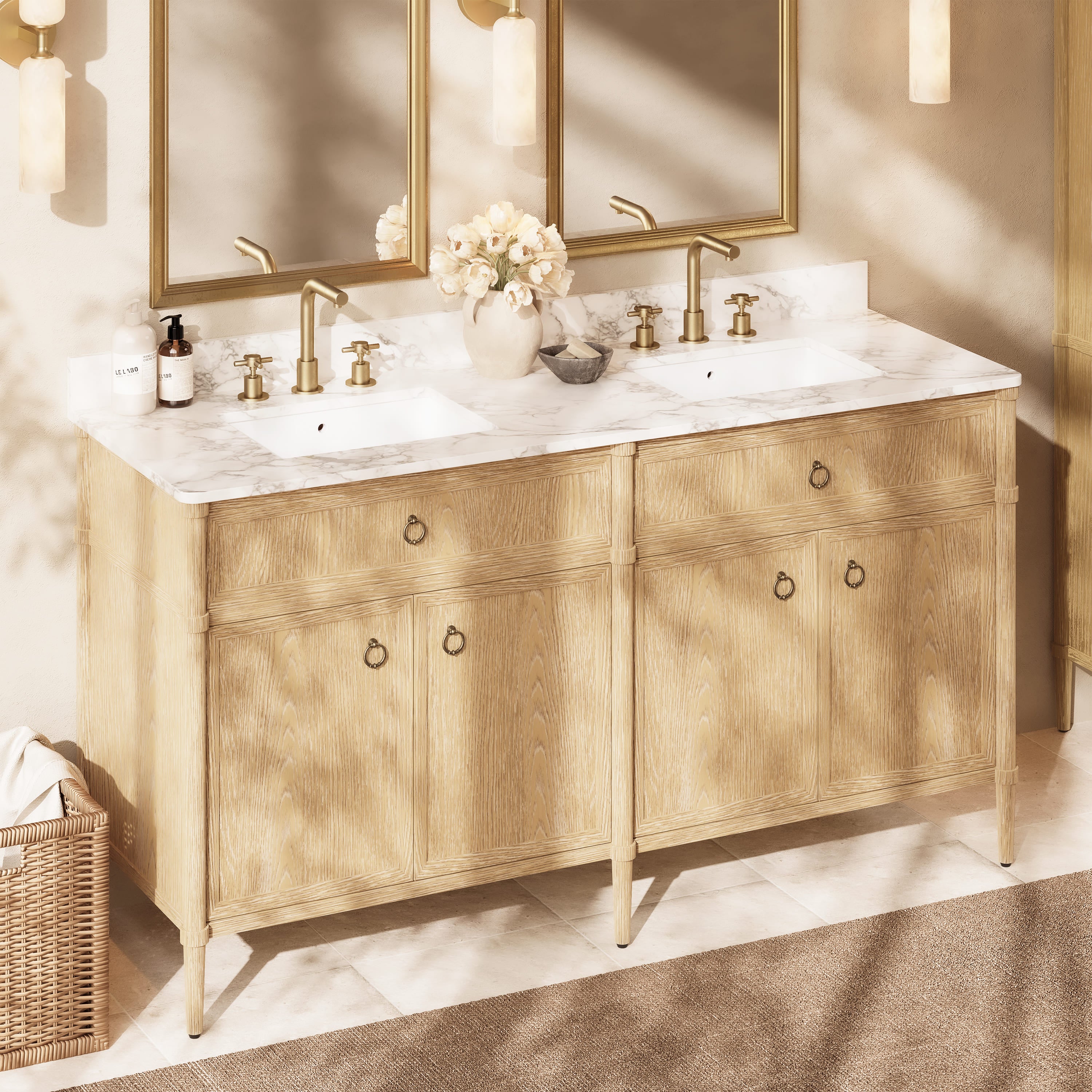 Maison Double Bathroom Vanity 63"W
