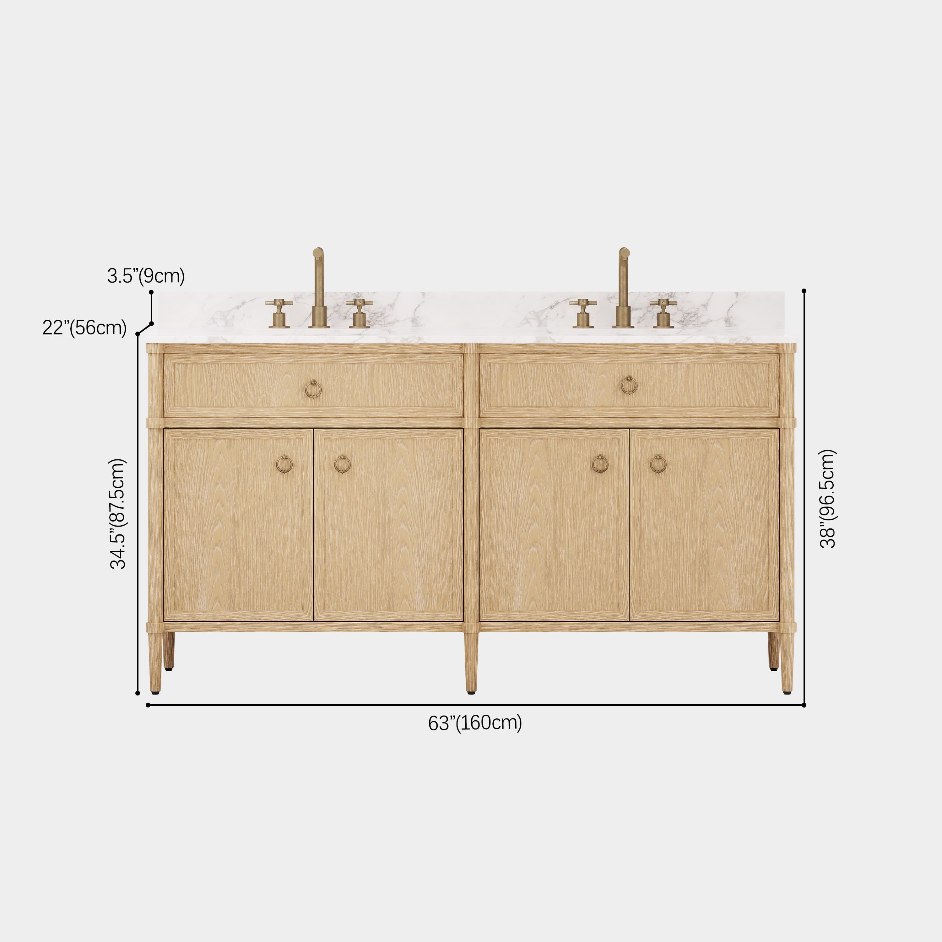 Maison Double Bathroom Vanity 63"W