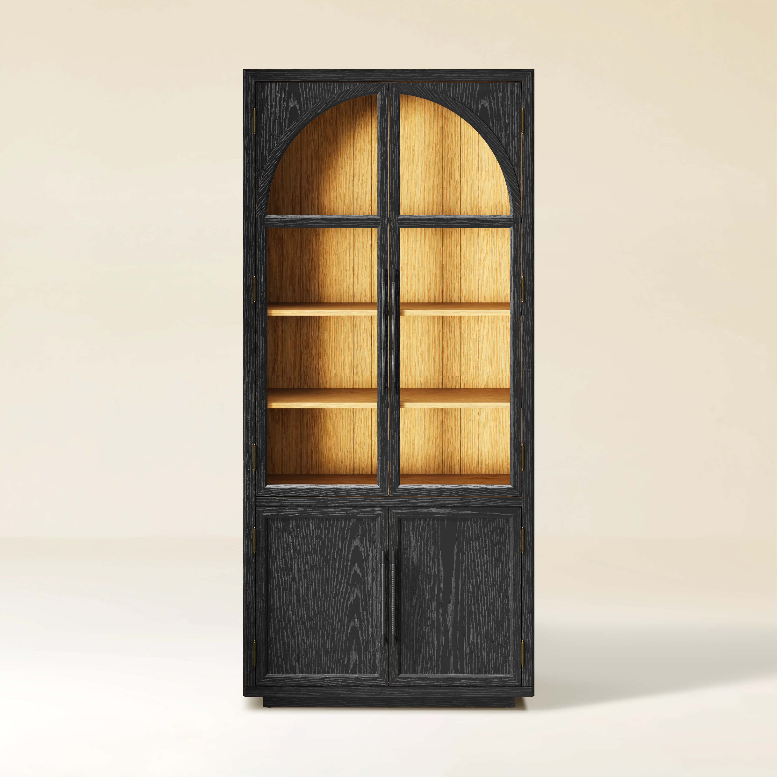 Aurae Arched Bookcase with Cabinet 80"H