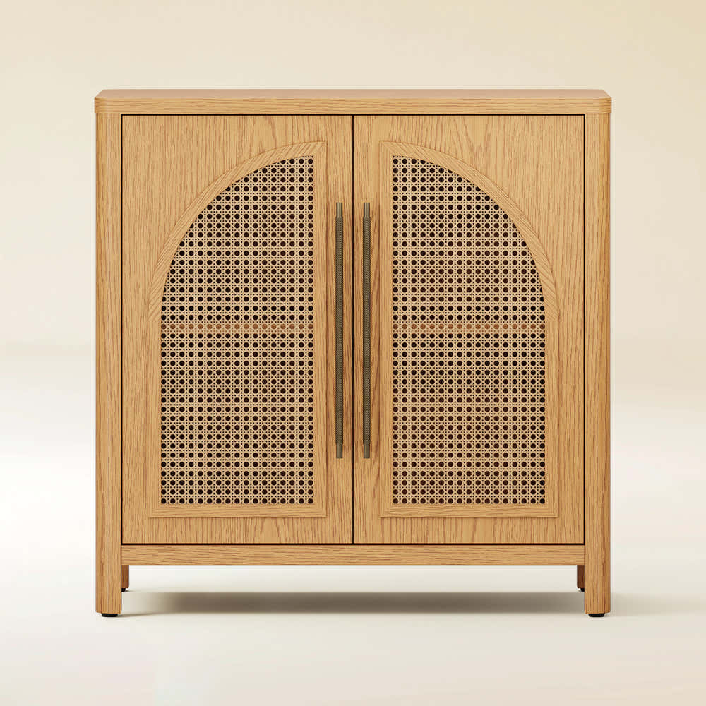 Arden Cane 32“ Oak Storage Cabinet