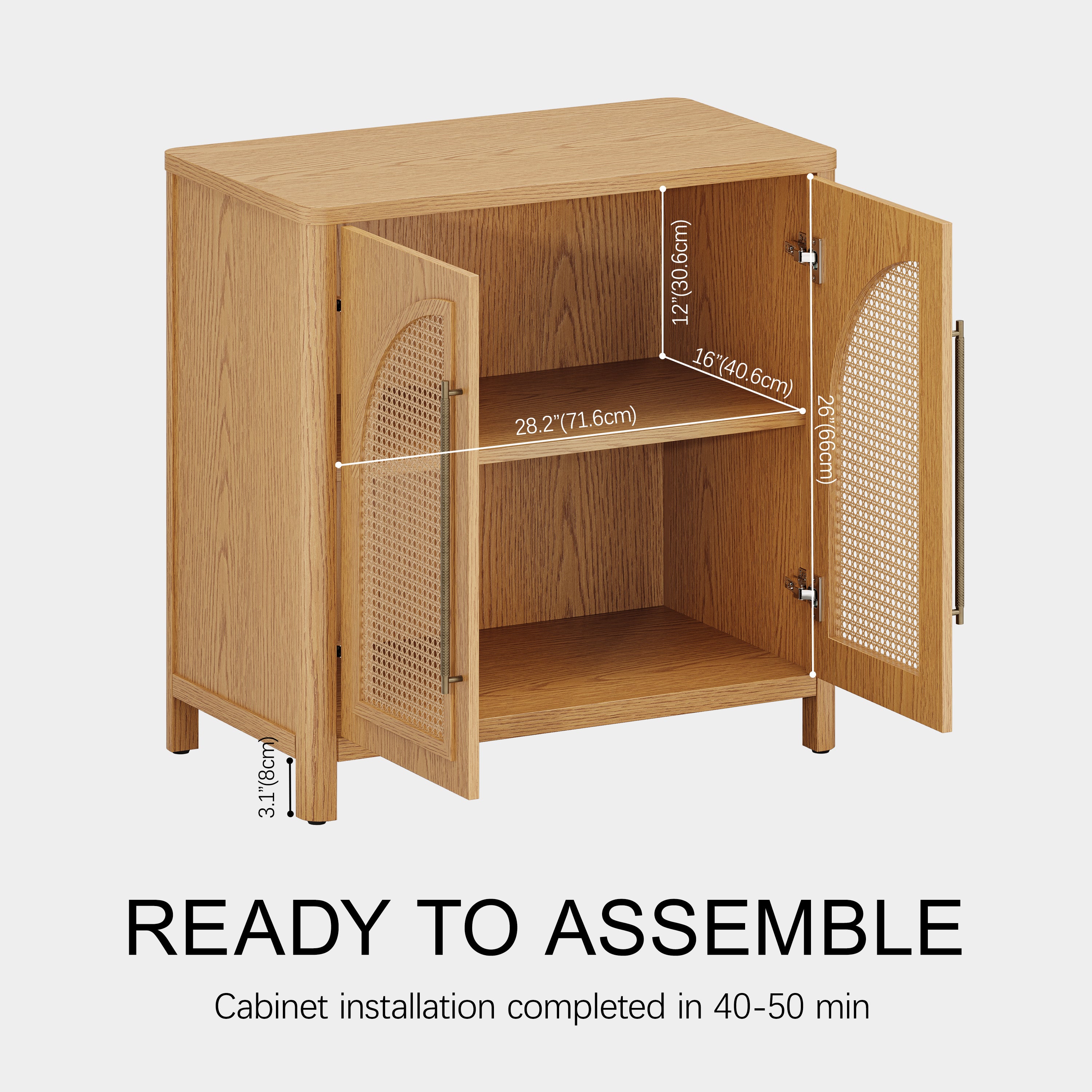 Arden Cane 32“ Oak Storage Cabinet