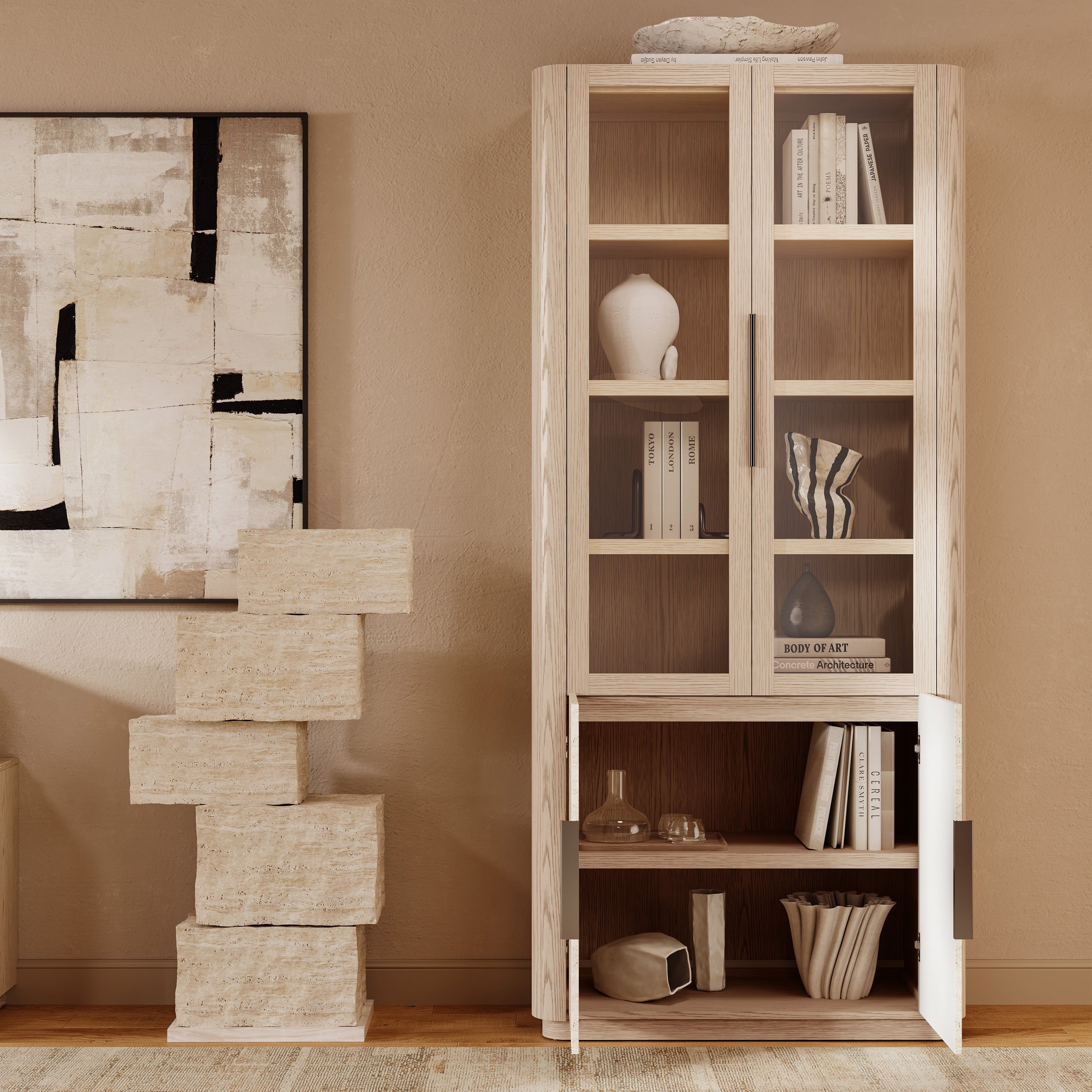 Tivoli Bookcase with Cabinet 89"H