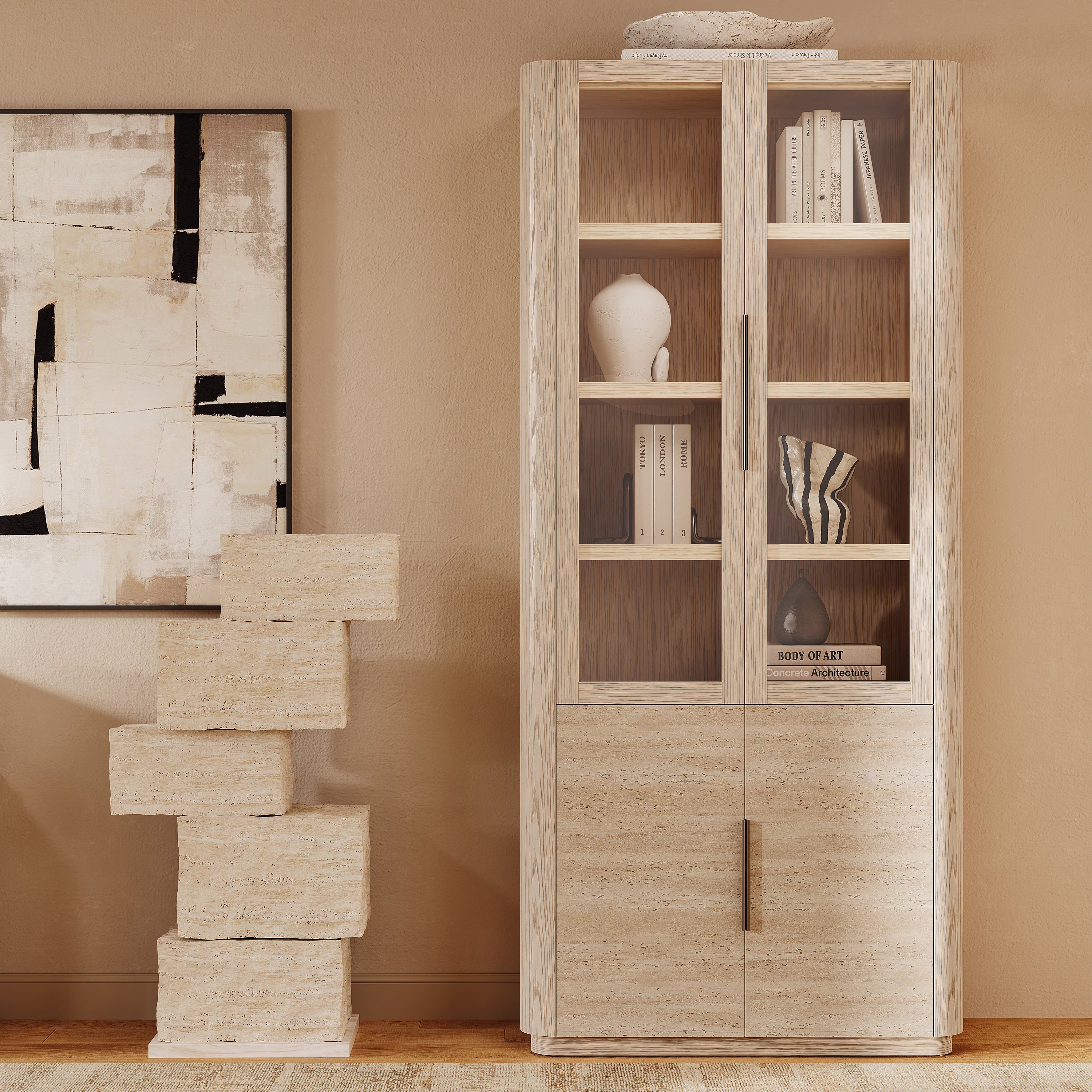 Tivoli Bookcase with Cabinet 89"H