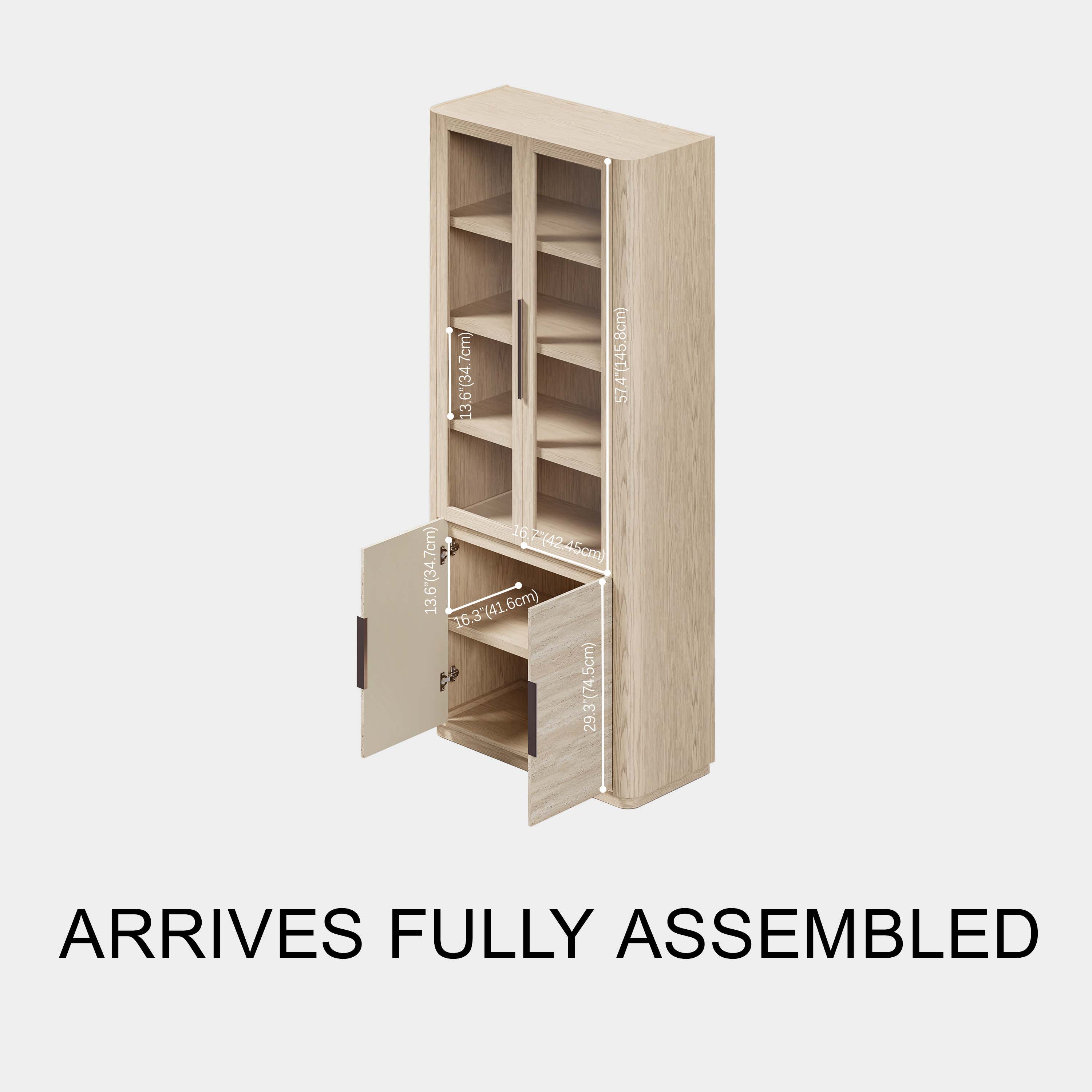 Tivoli Bookcase with Cabinet 89"H