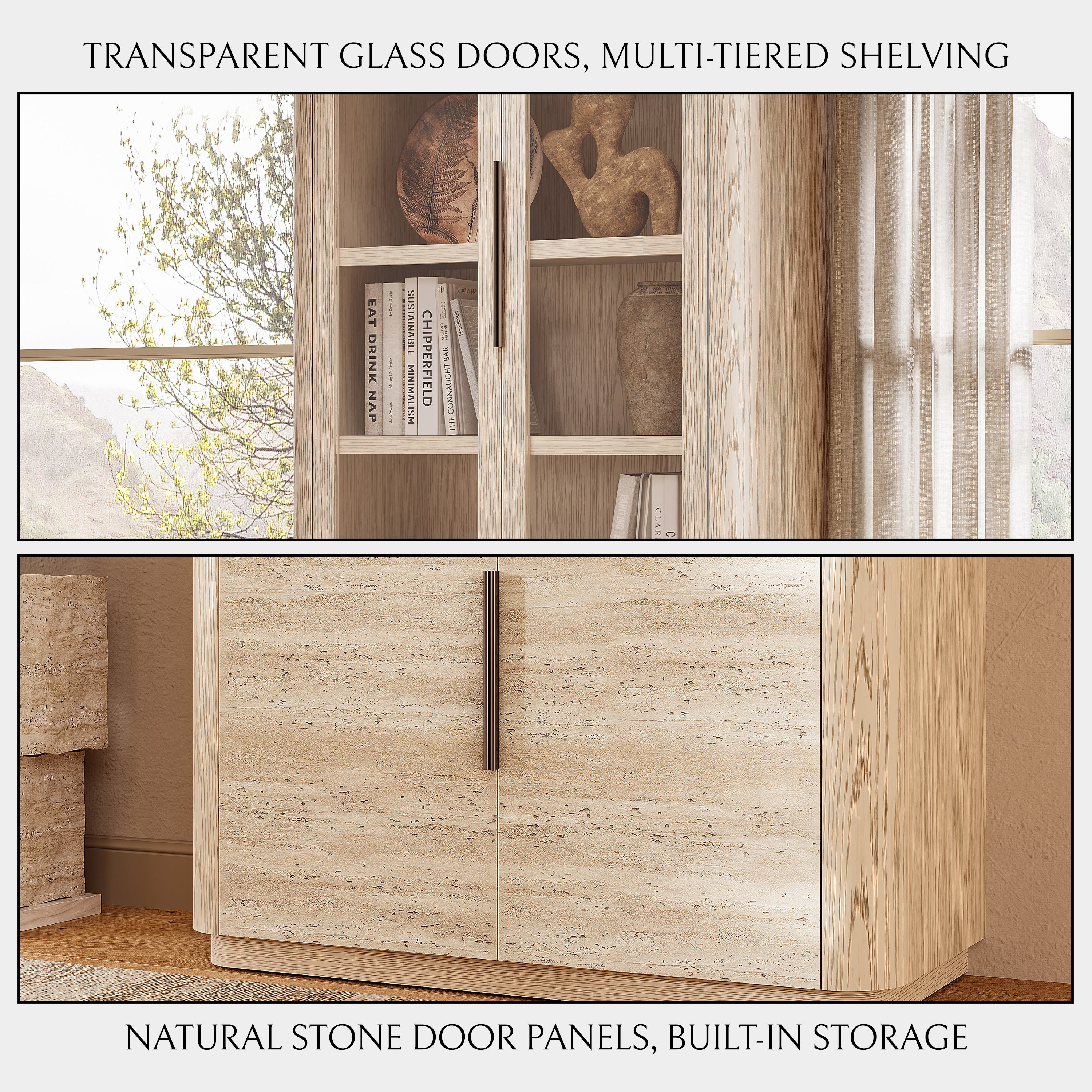 Tivoli Bookcase with Cabinet 89"H