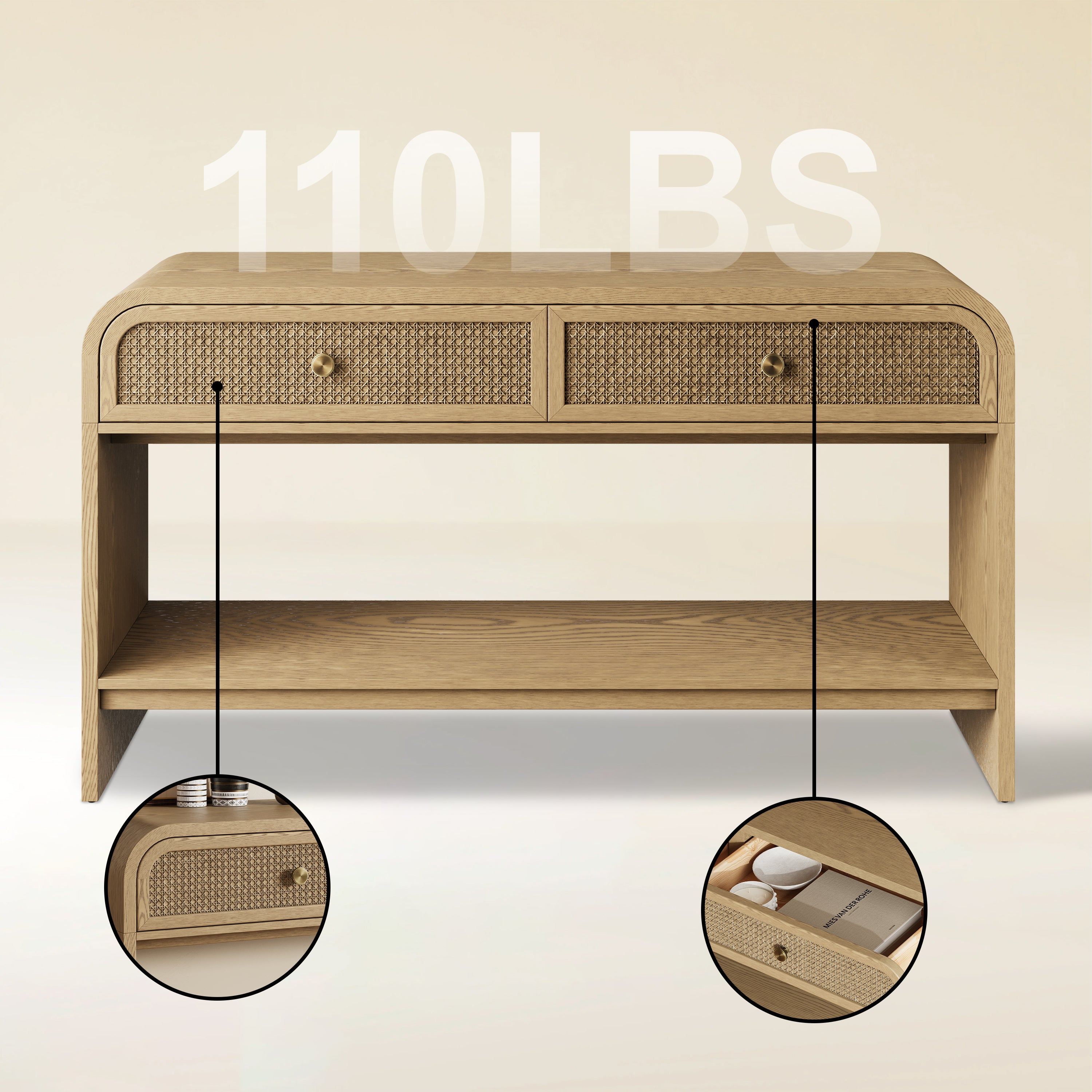 Vellore Console Table with Drawers 54"
