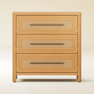Arden Cane 32" Oak 3-Drawer Chest