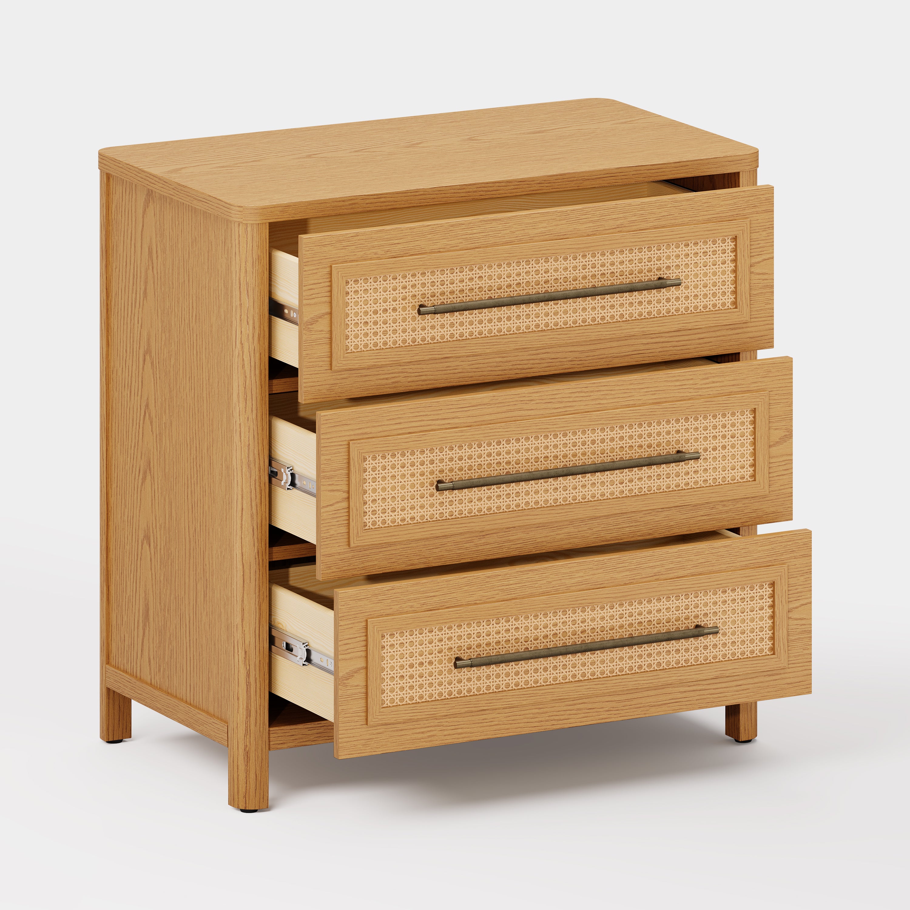 Arden Cane 32" Oak 3-Drawer Chest