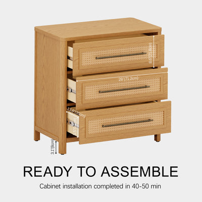 Arden Cane 32" Oak 3-Drawer Chest