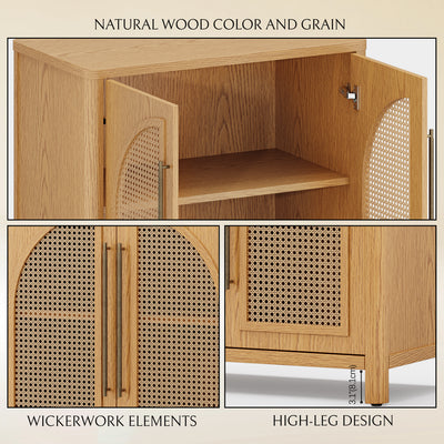 Arden Cane 94.5″ Oak Modular Media Console(Set of 3)