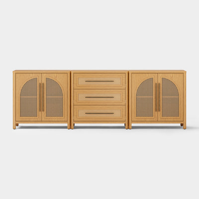 Arden Cane 94.5″ Oak Modular Media Console(Set of 3)