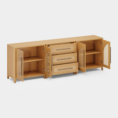 Arden Cane 94.5″ Oak Modular Media Console(Set of 3)