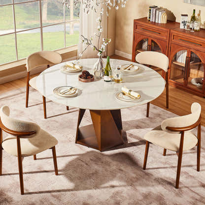 Aurelia Sintered Stone Round Dining Table 59"