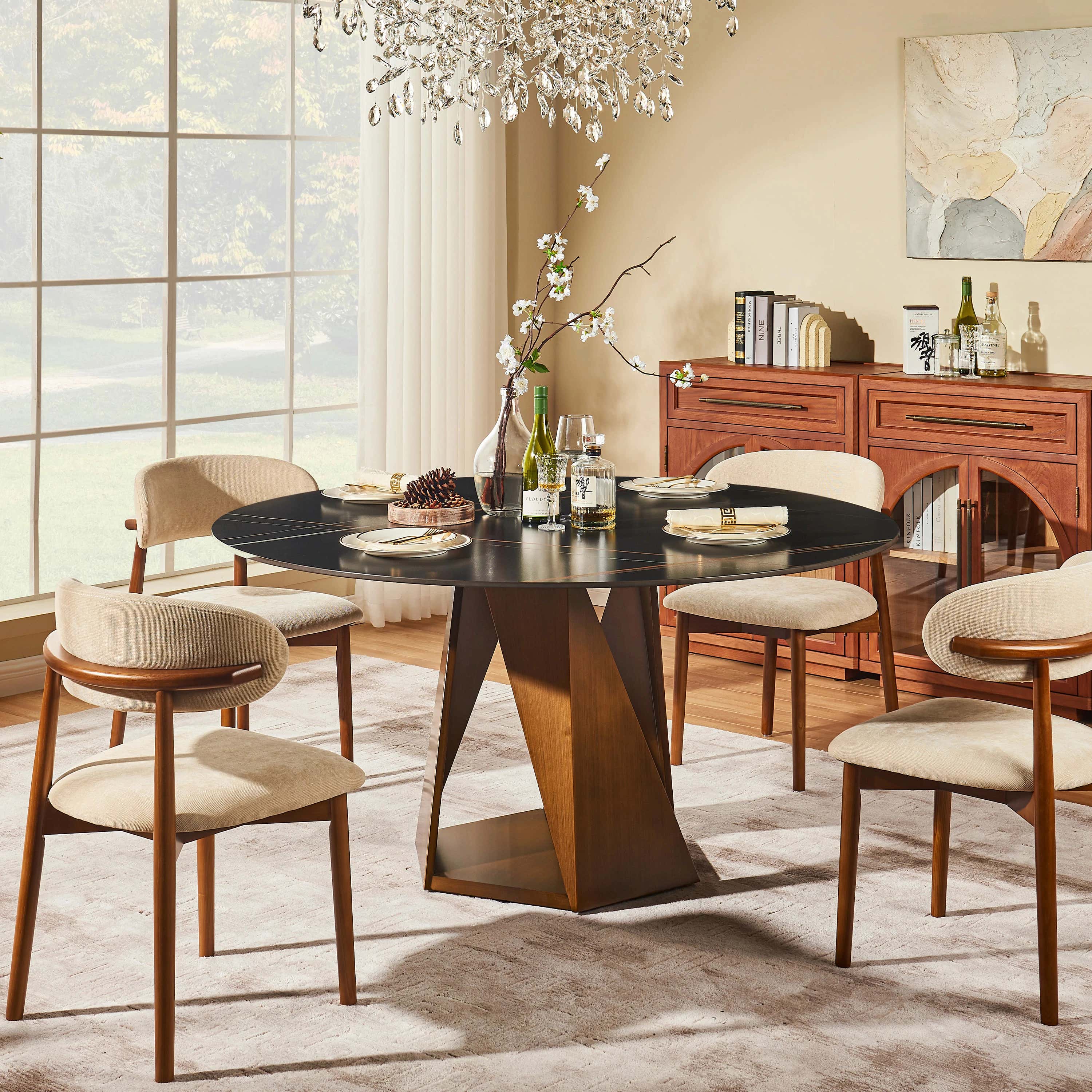 Aurelia Sintered Stone Round Dining Table 59"
