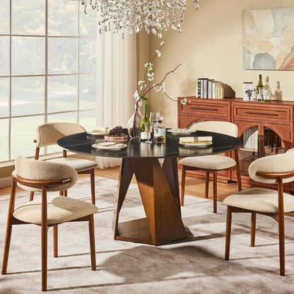 Aurelia Sintered Stone Round Dining Table 59"