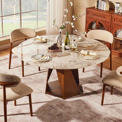 Aurelia Sintered Stone Round Dining Table 59"