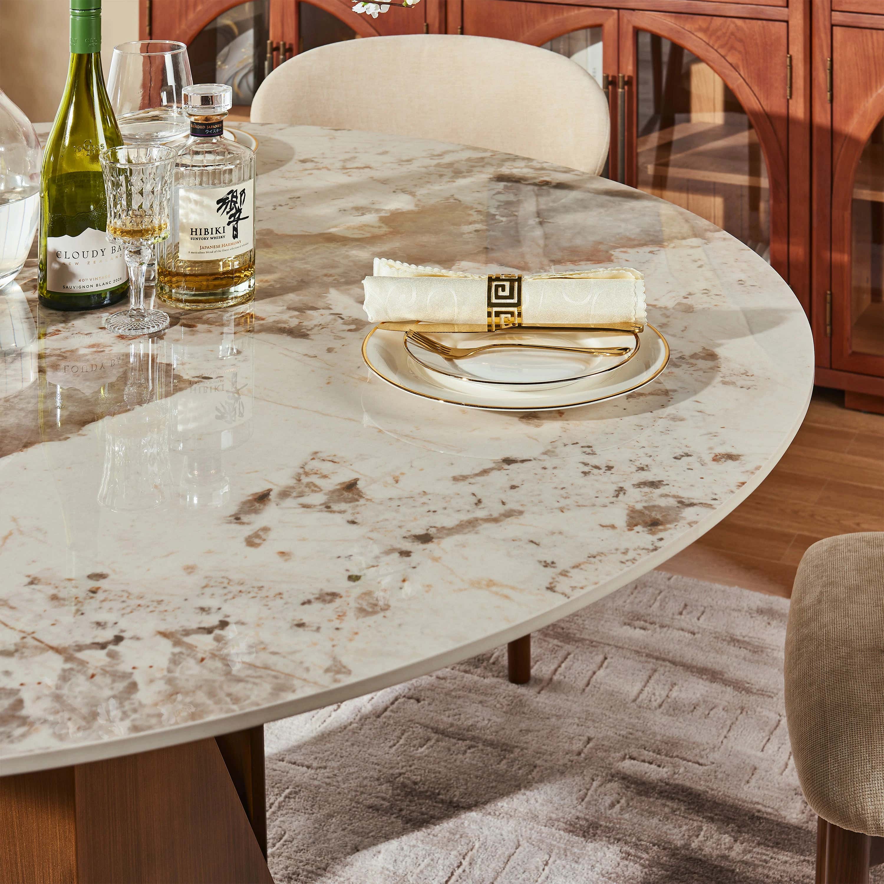 Aurelia Sintered Stone Round Dining Table 59"