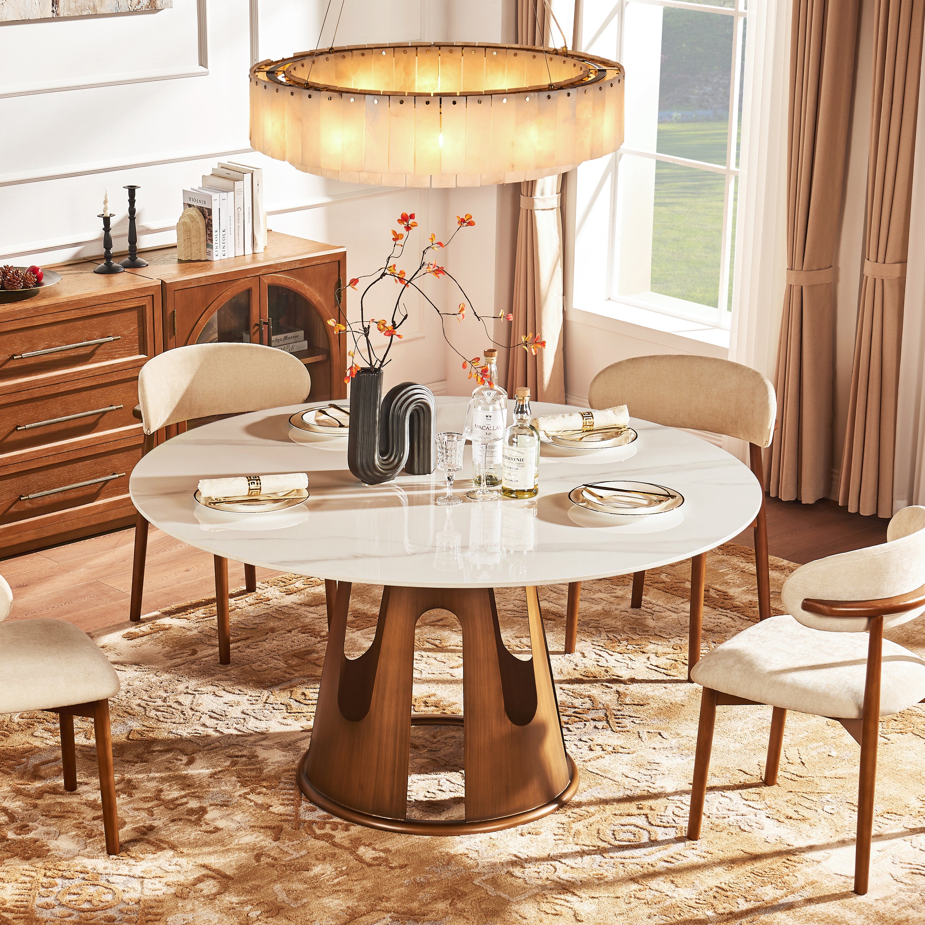 Lyra Sintered Stone Round Dining Table 59"