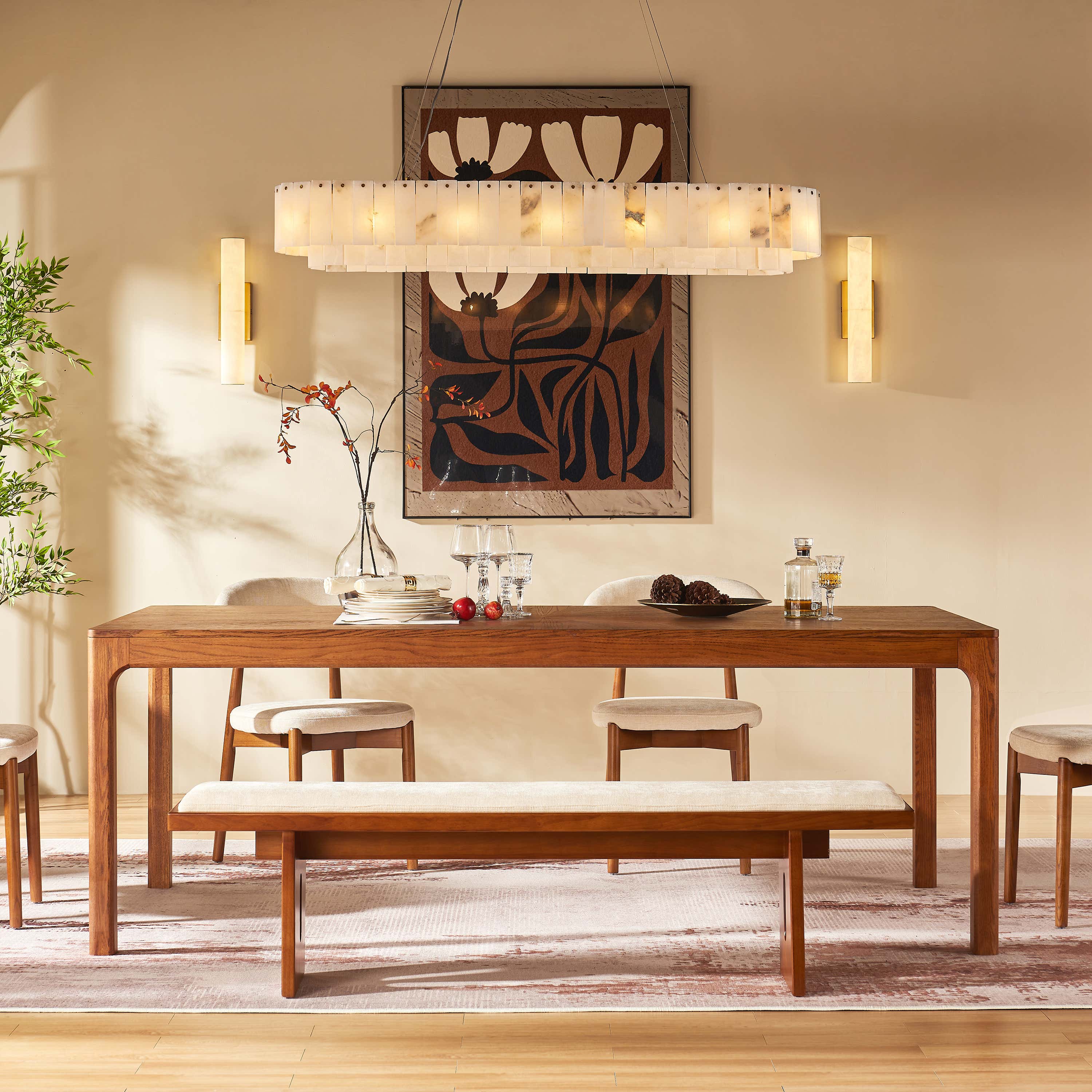 Solaris Rectangular Oak Dining Table 84"