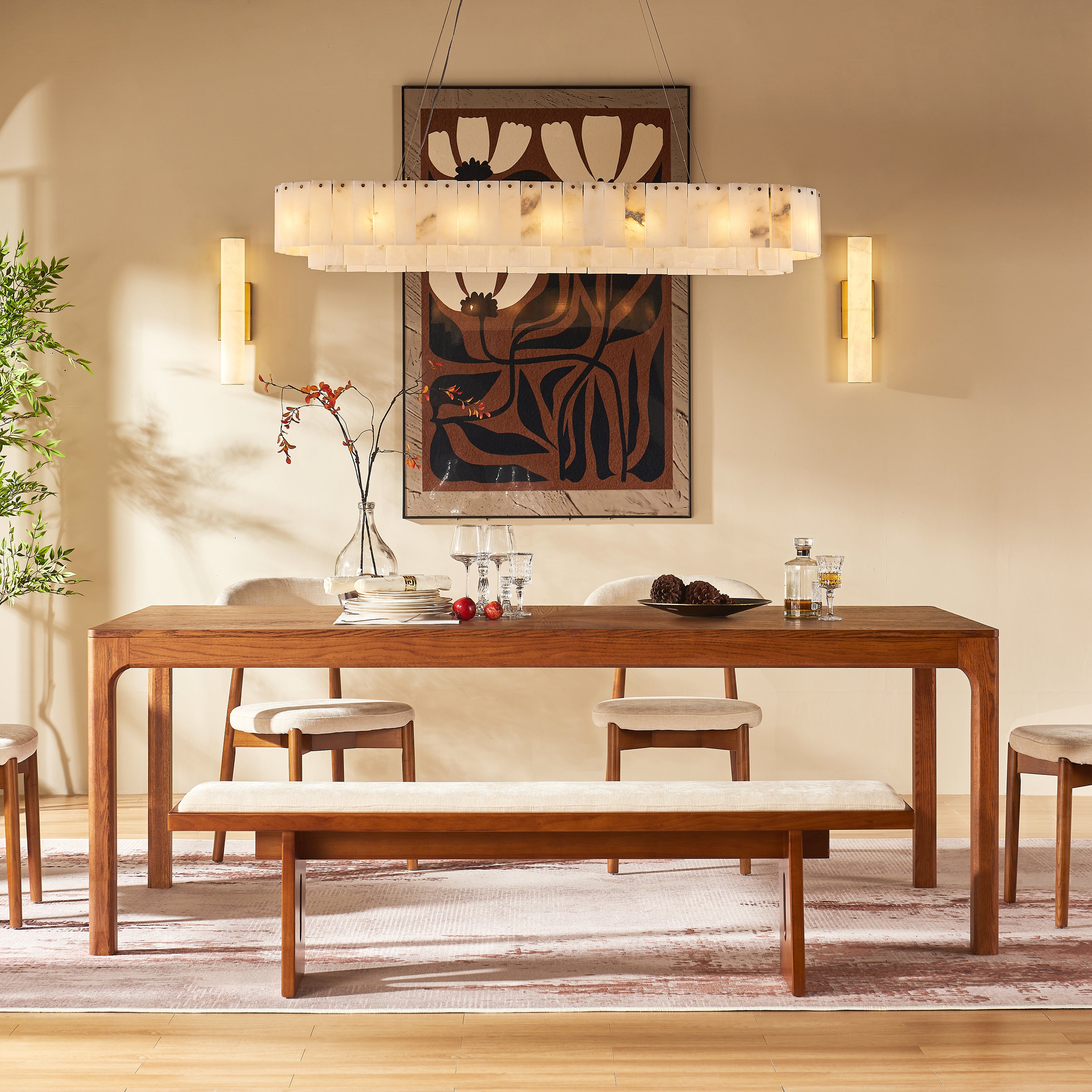 Solaris Rectangular Oak Dining Table 84"
