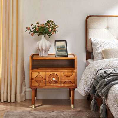 Rive Gauche Poplar Solidwood Nightstand 20"W