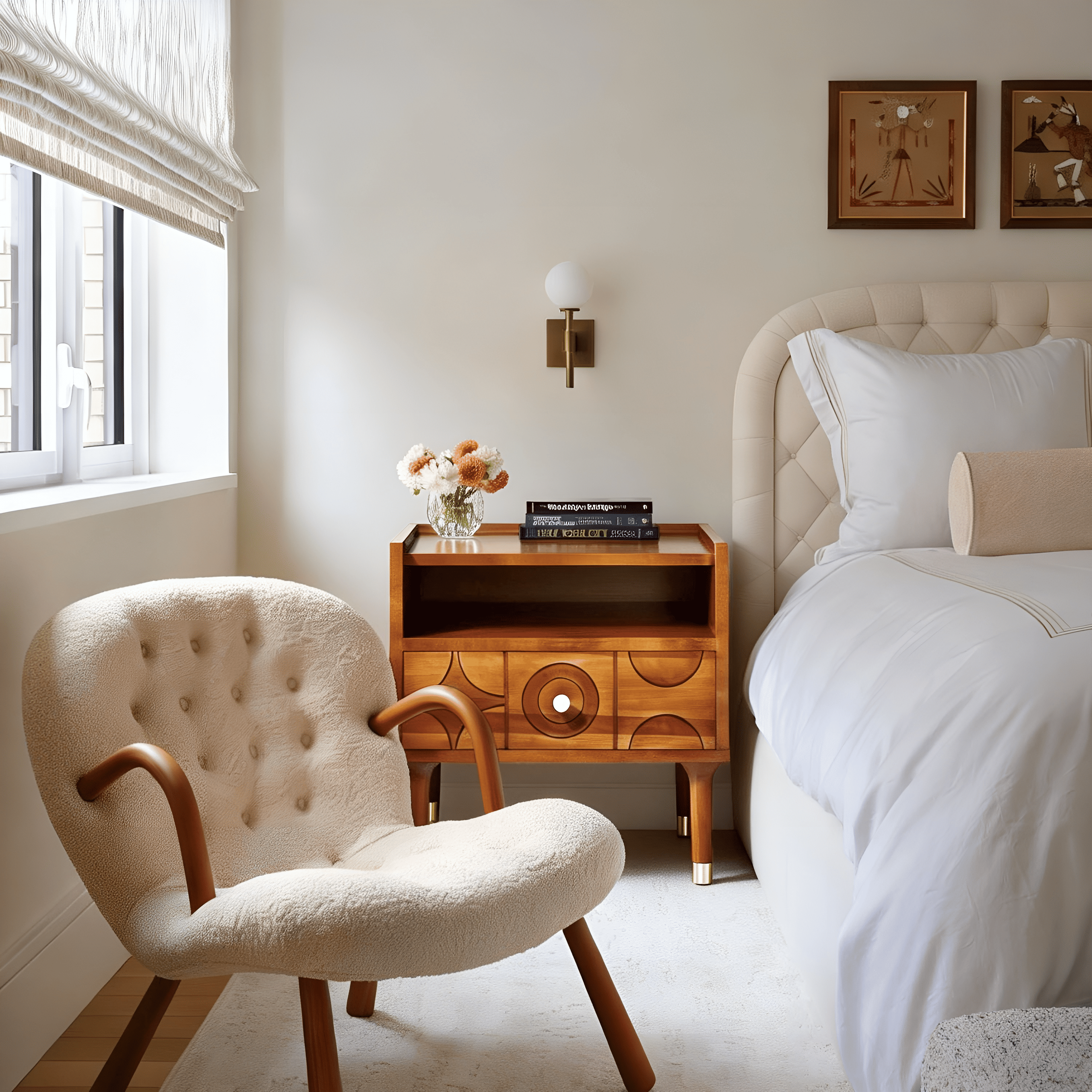 Rive Gauche Poplar Solidwood Nightstand 20"W