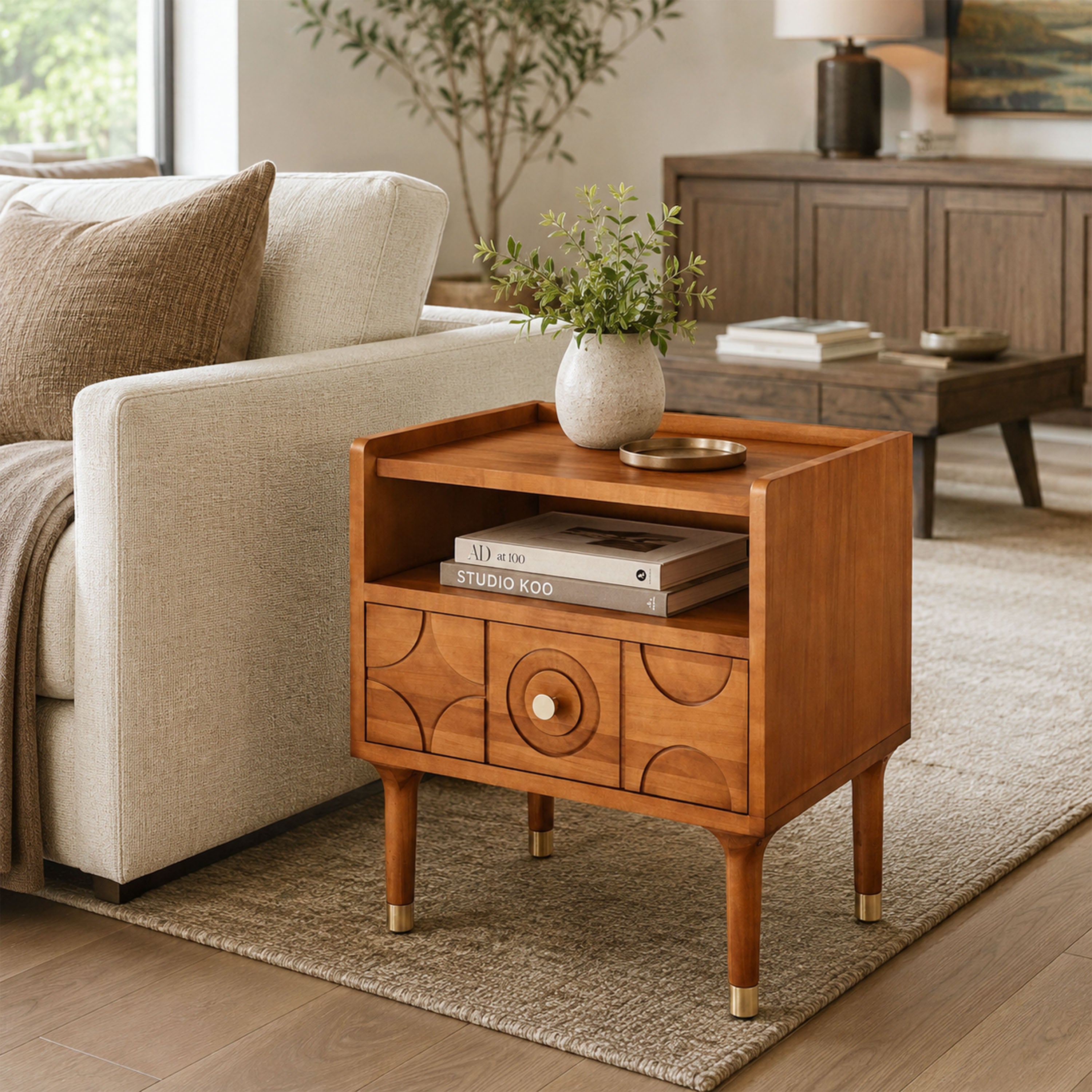 Rive Gauche Poplar Solidwood Nightstand 20"W